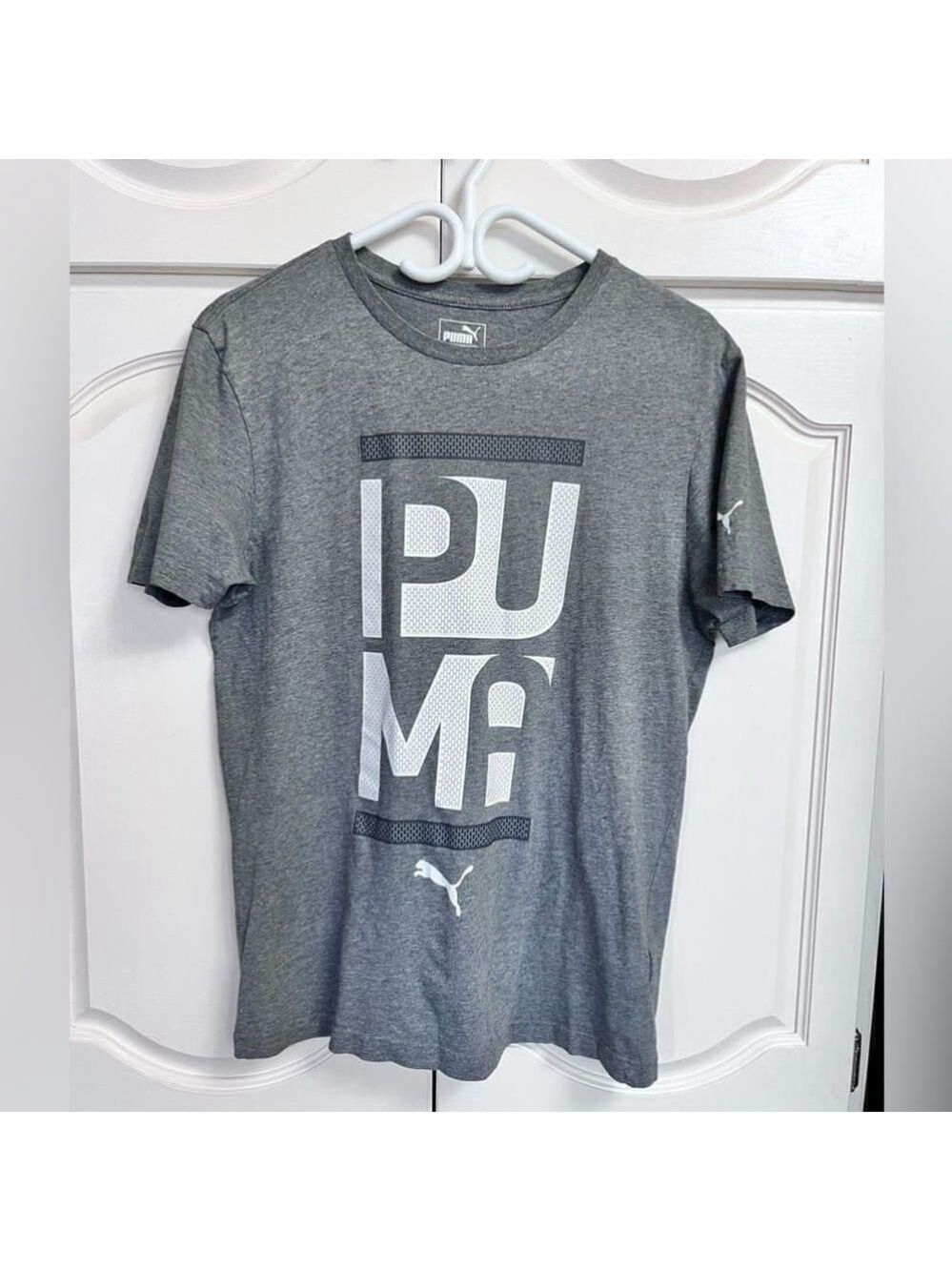 Puma Grey Printed Logo T-Shirt - Size Medium